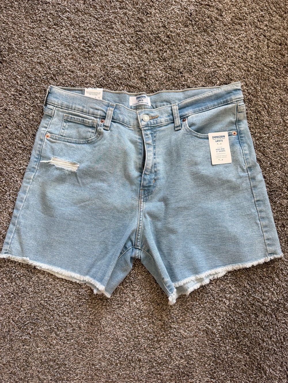 Levi's Light Wash Denim Frayed Hem Shorts